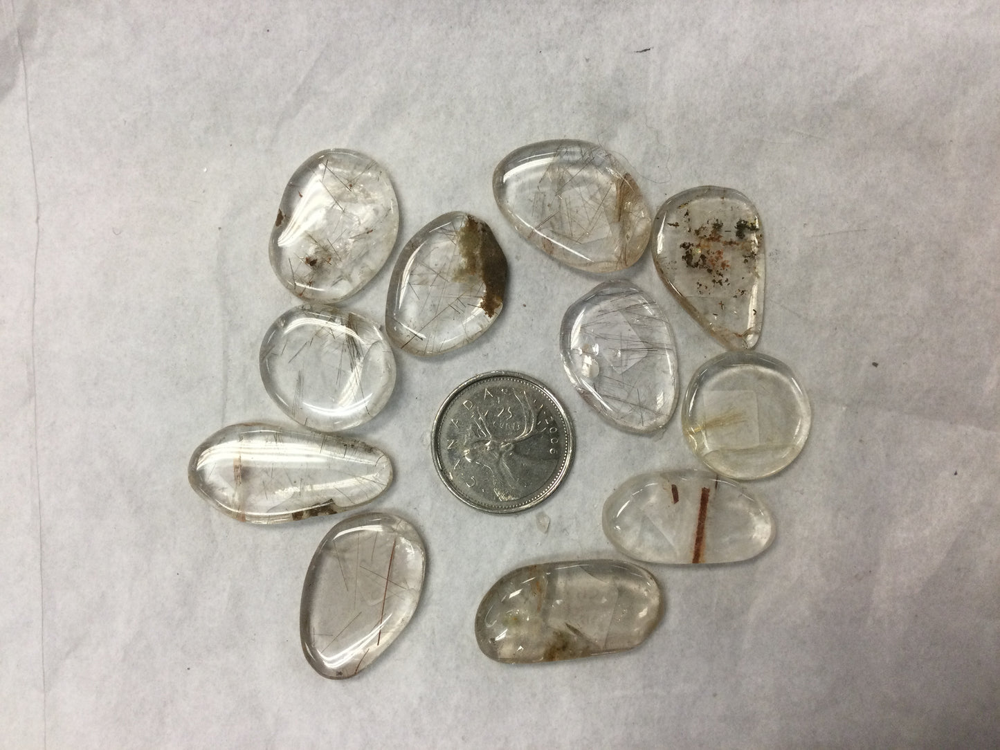 Rutilated Quartz md. Polished flat piece
