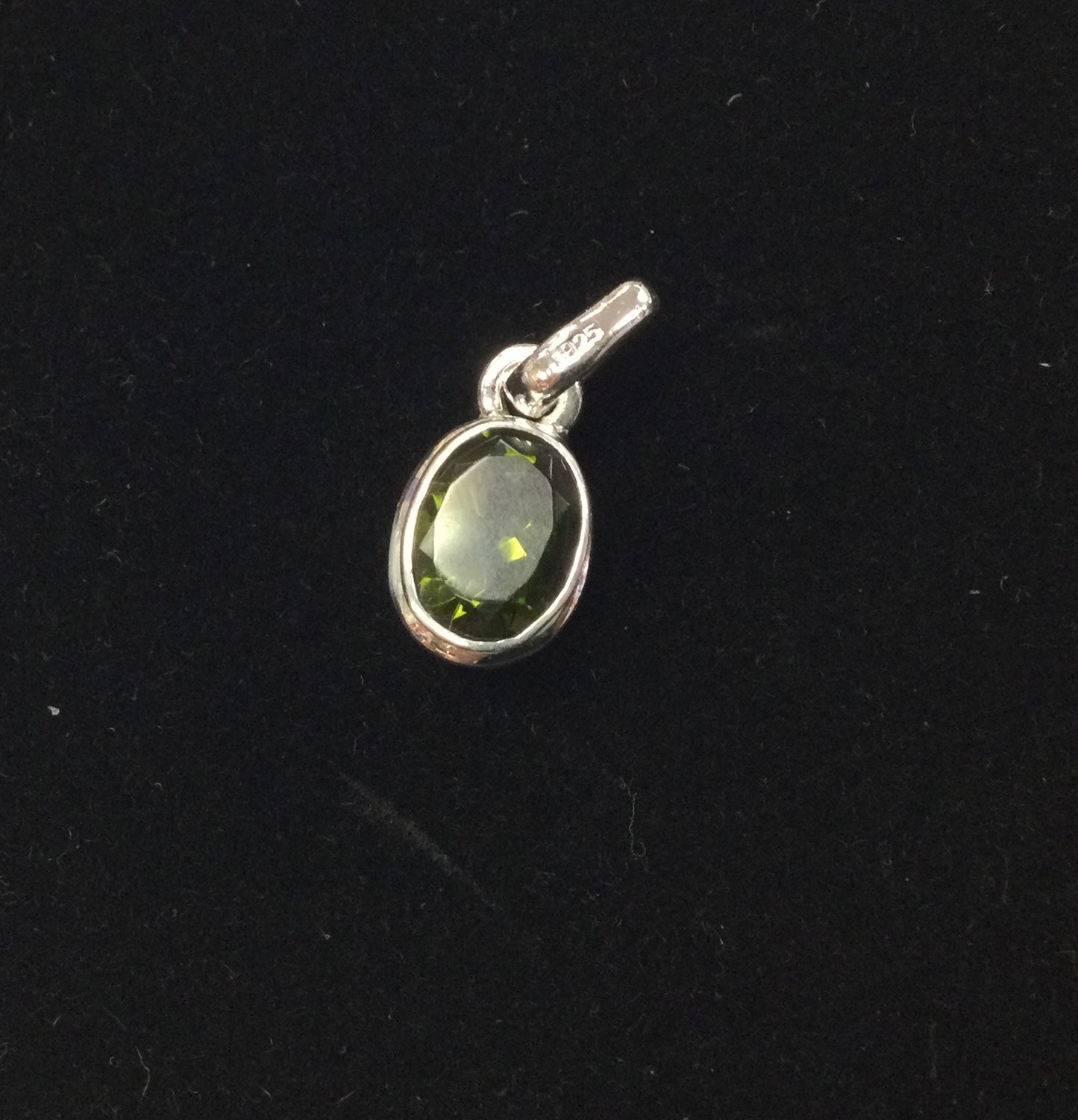 Moldavite Oval Silver Pendant