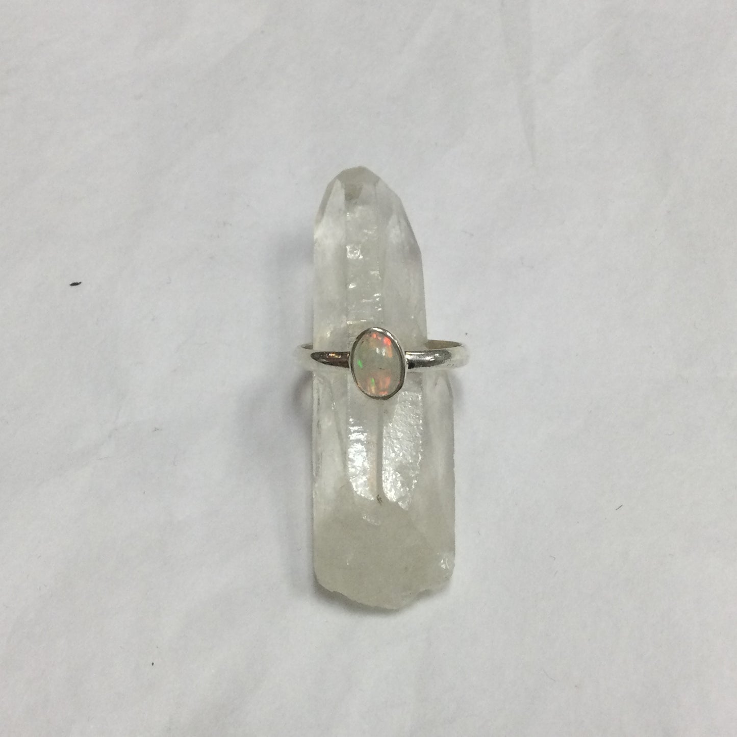 Oval Round Opal Silver Ring