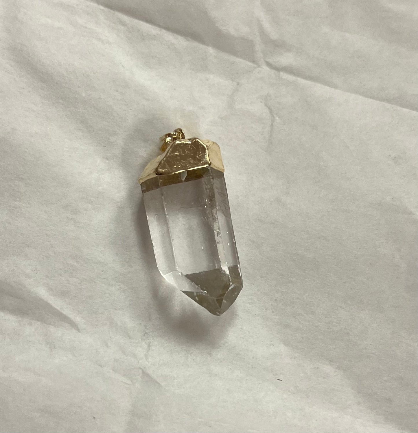 Rough Clear Quartz Pendant Gold Top