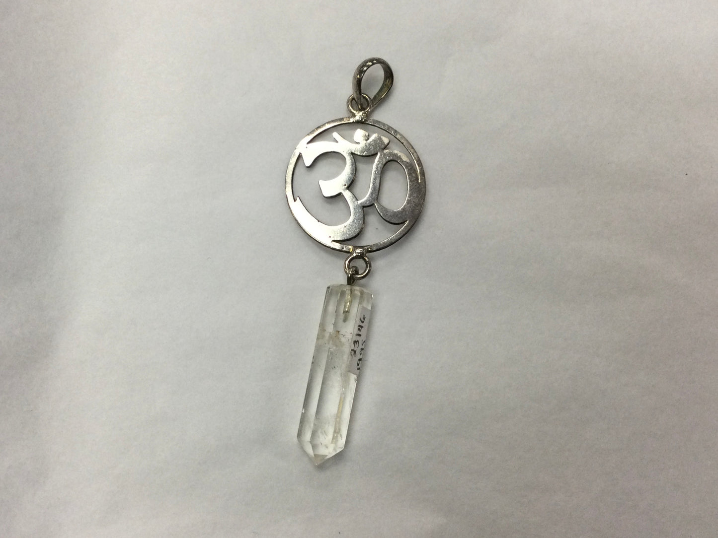 Om Pendants with Crystal Hanging (Rose Quartz. Clear Quartz, Amethyst)