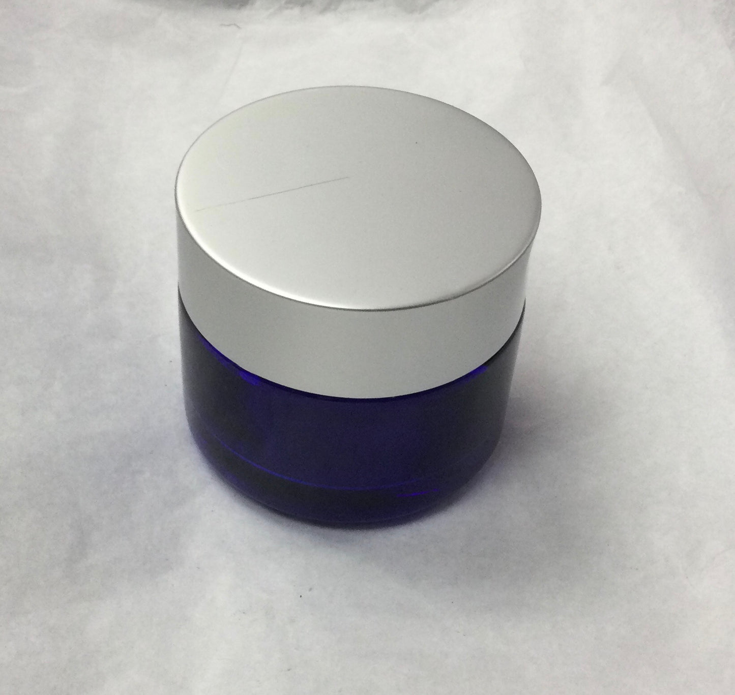 Classic Round Cobalt Blue (Silver Matt Cap) Glass Jar, 100mL