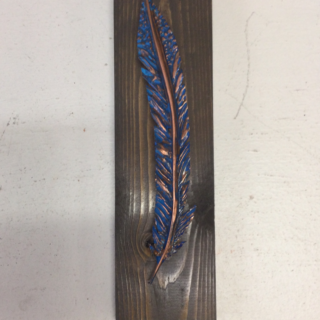 Oxidized Copper Feather - Blue