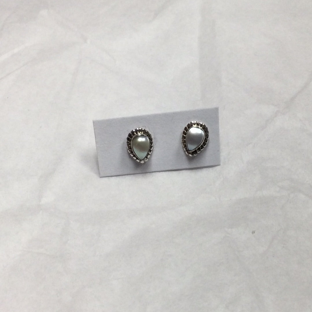 Teardrop Shaped Sterling Silver Crystal Stud Earrings