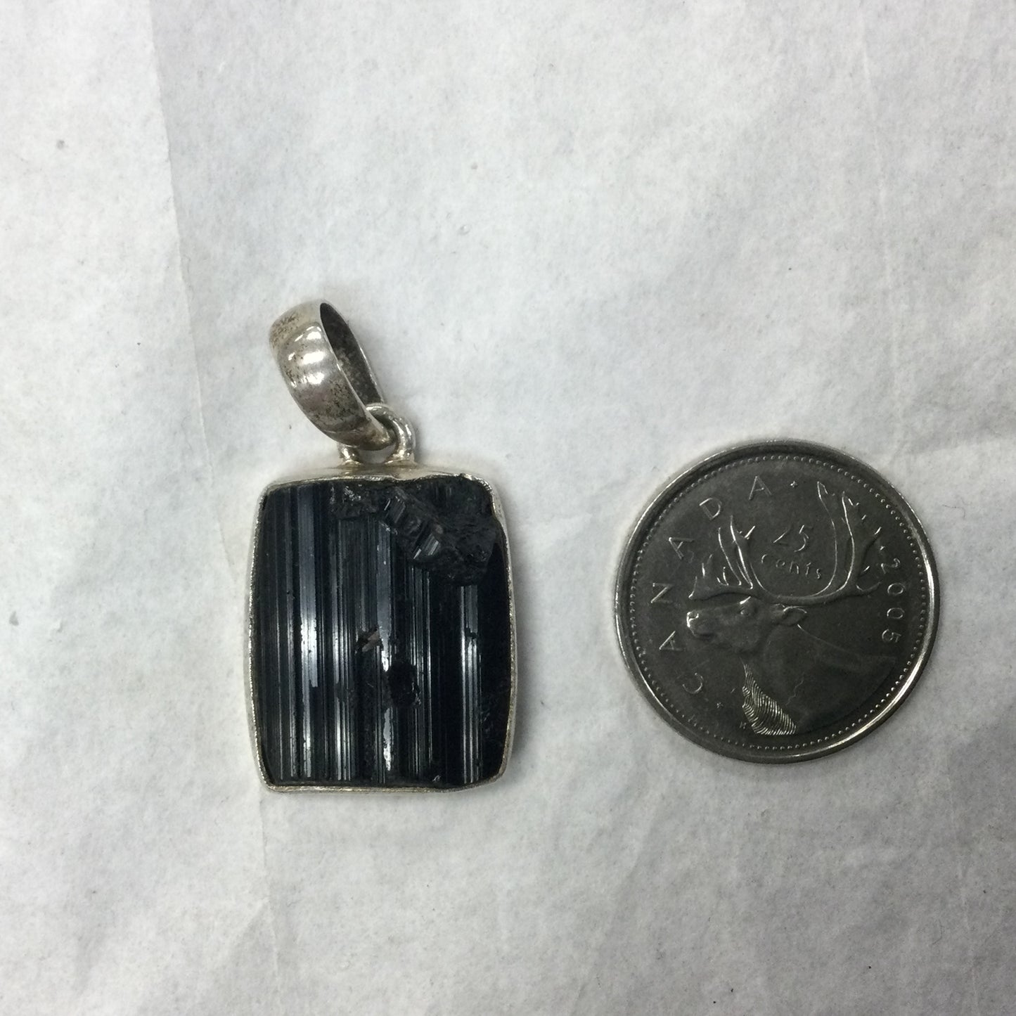 Rough Black Tourmaline Rectangular Pendant