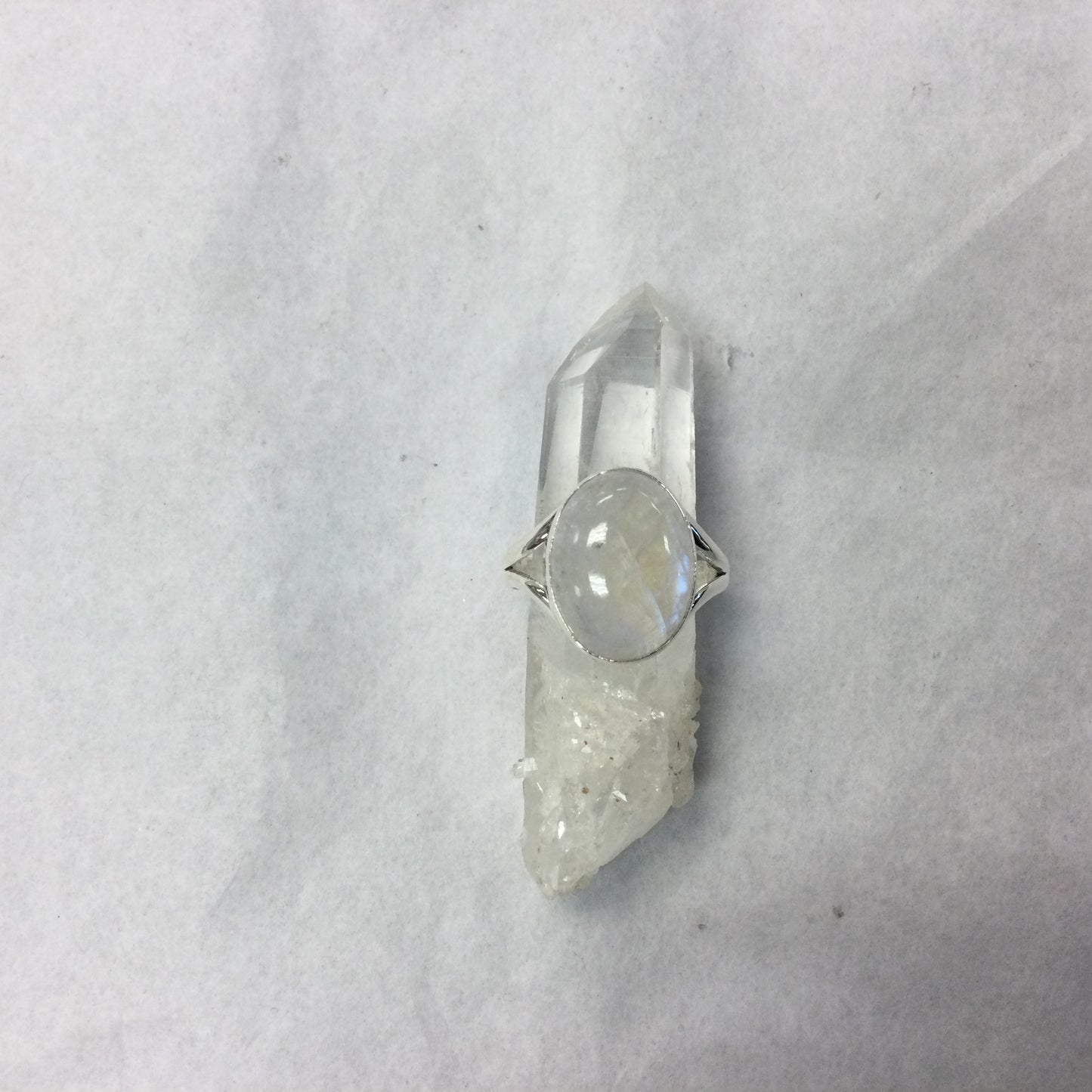 Rainbow Moonstone Ring, Large Stone