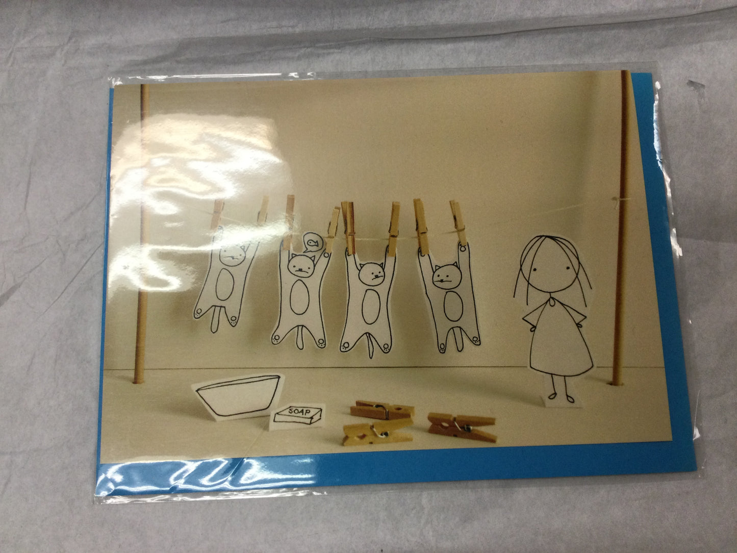 card, drawing washing cats