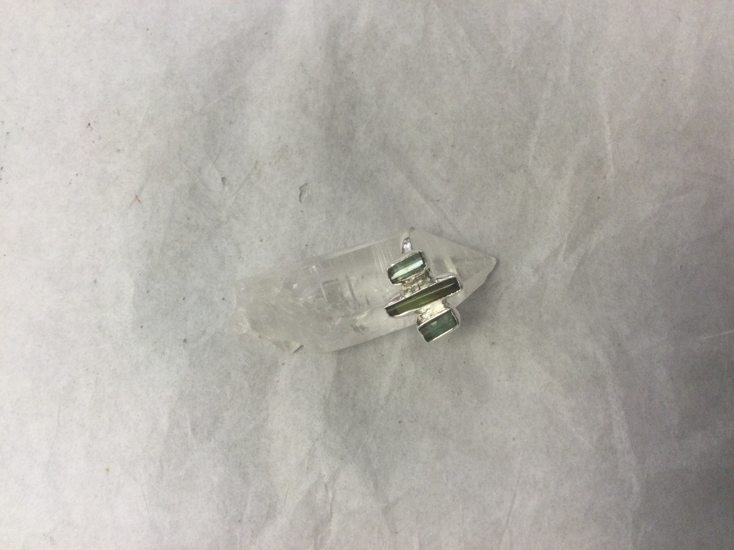 Black & Green Rough Tourmaline in Silver ring size 9