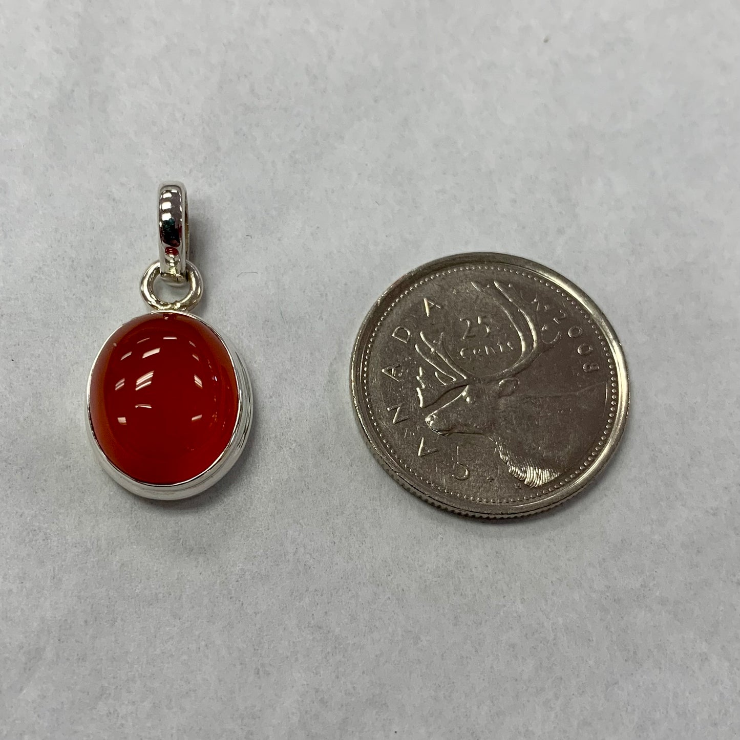 Small Oval Carnelian Pendant in Silver