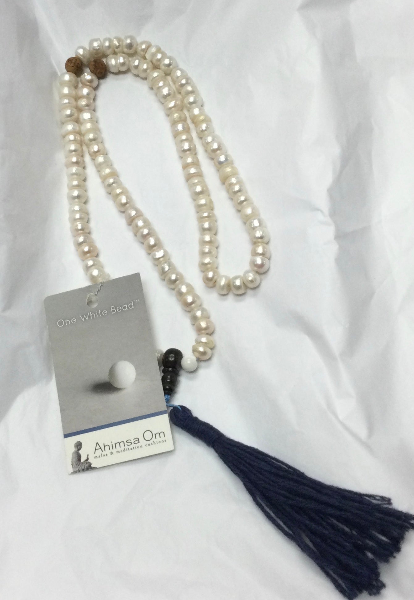 Ahimsa Om Pearl Mala
