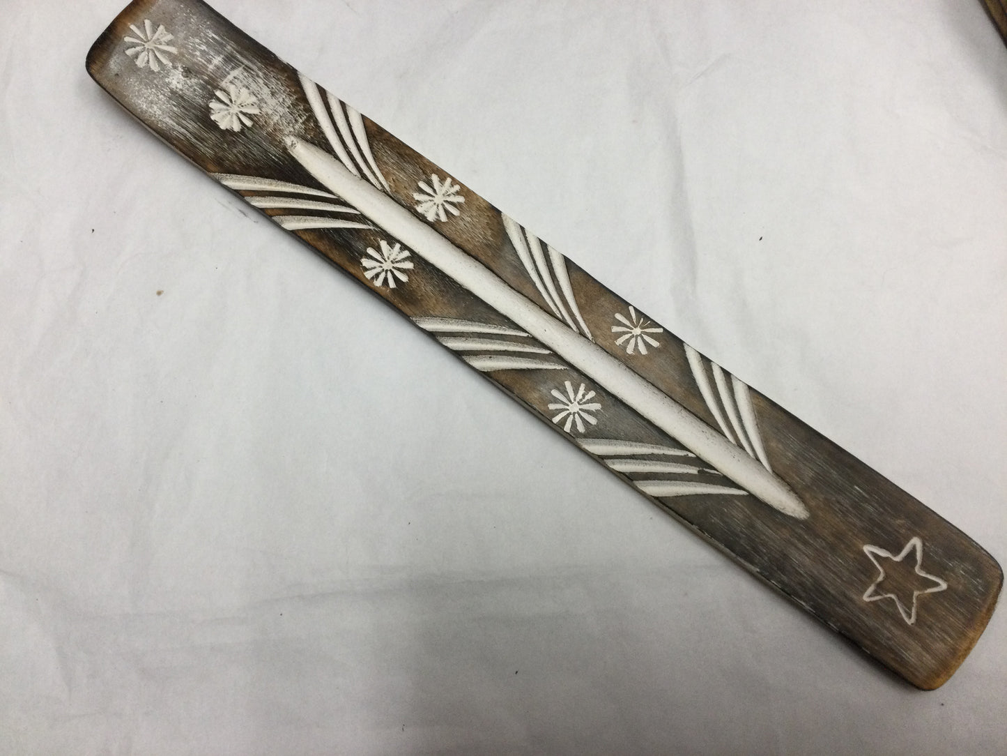Wooden Incense Holder w/ White Print
