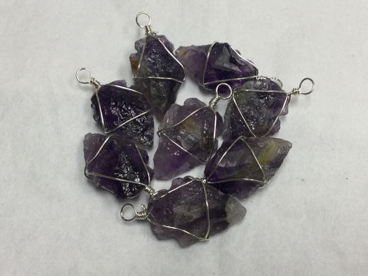 Wire-Wrapped Arrowhead Pendant (Amethyst)