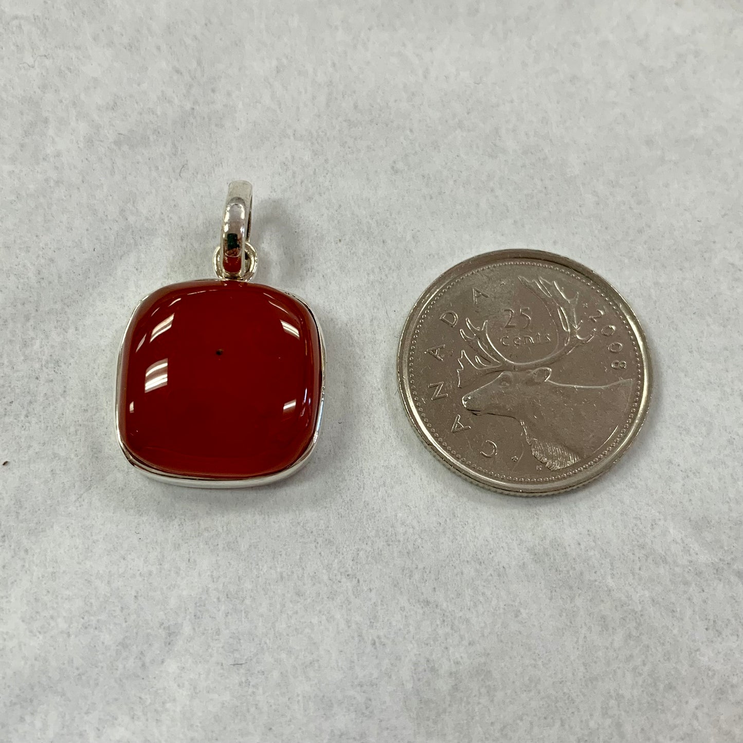 Square Carnelian Pendant in Silver