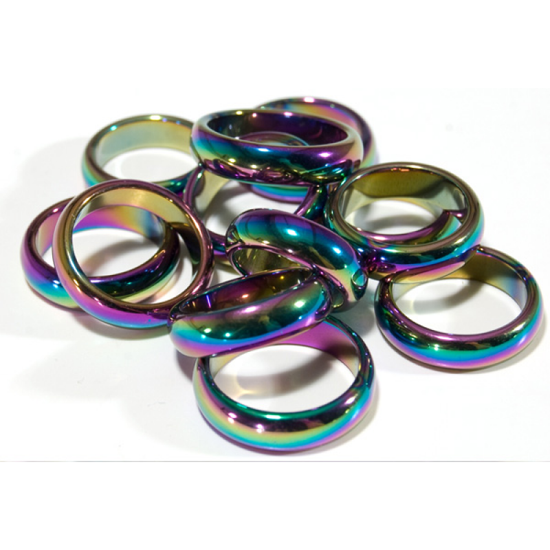 Rainbow Hematite Rings