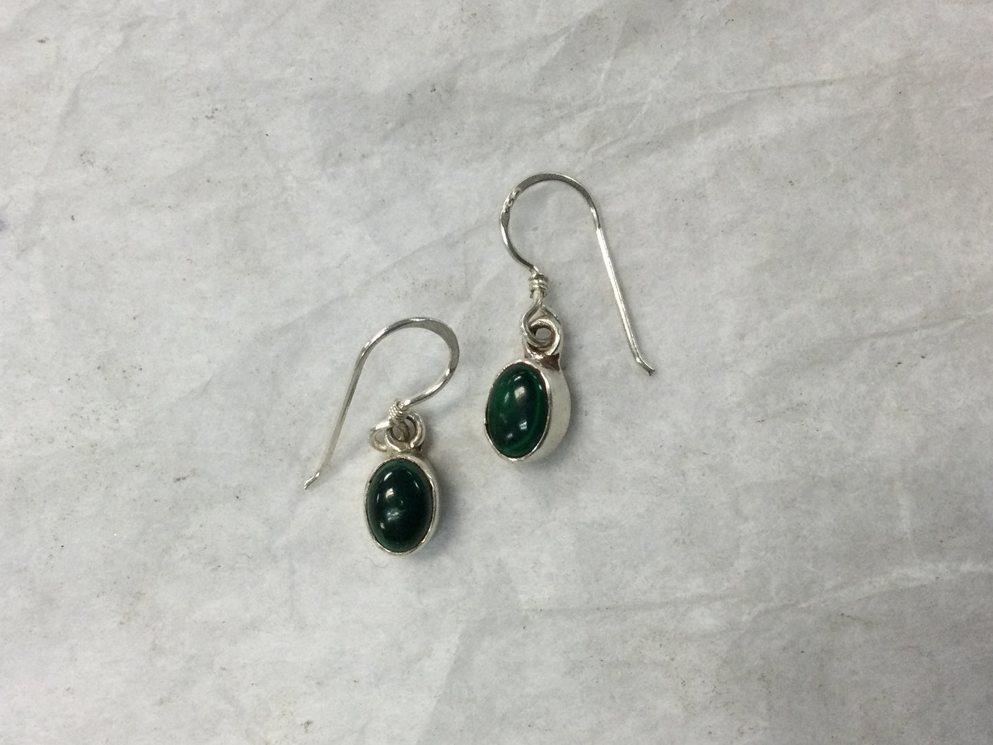 Silver Oval Gemstone Hook Earrings