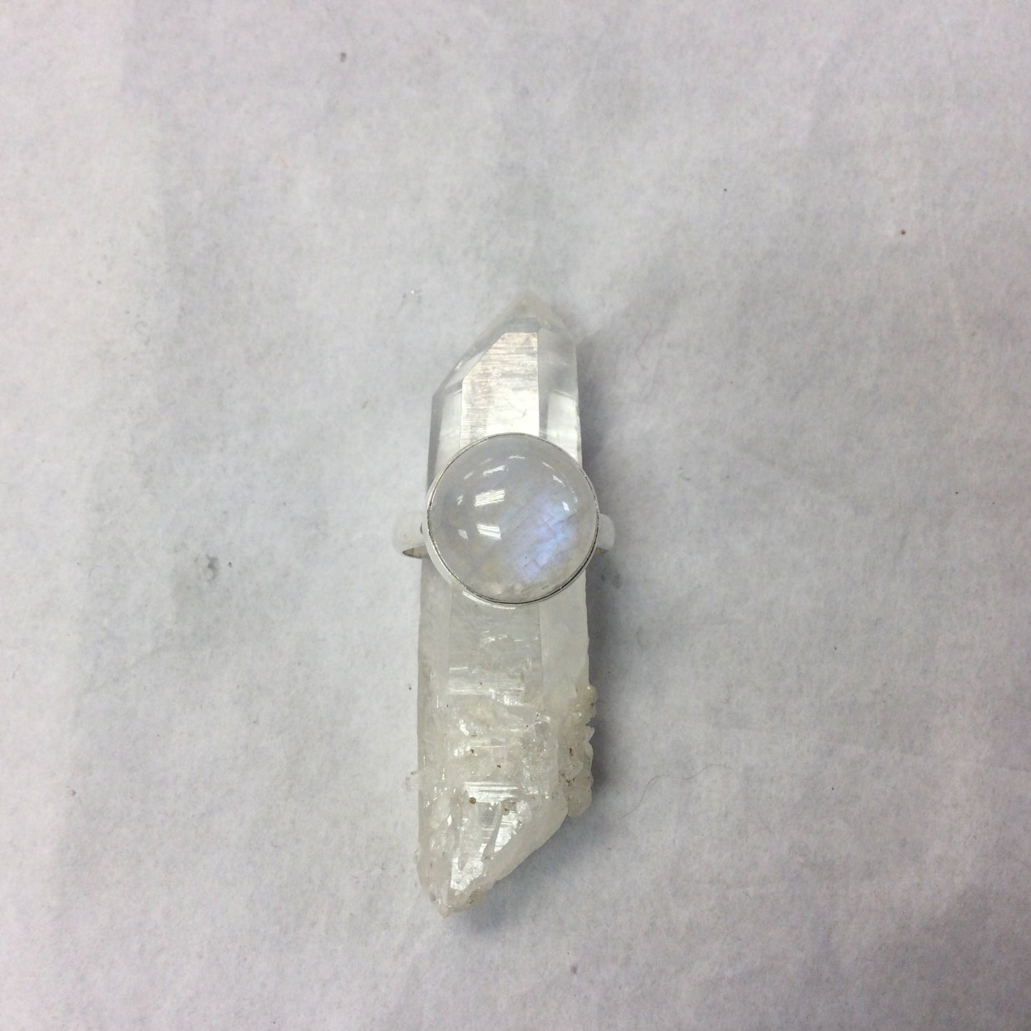 Rainbow Moonstone Ring, Large Stone