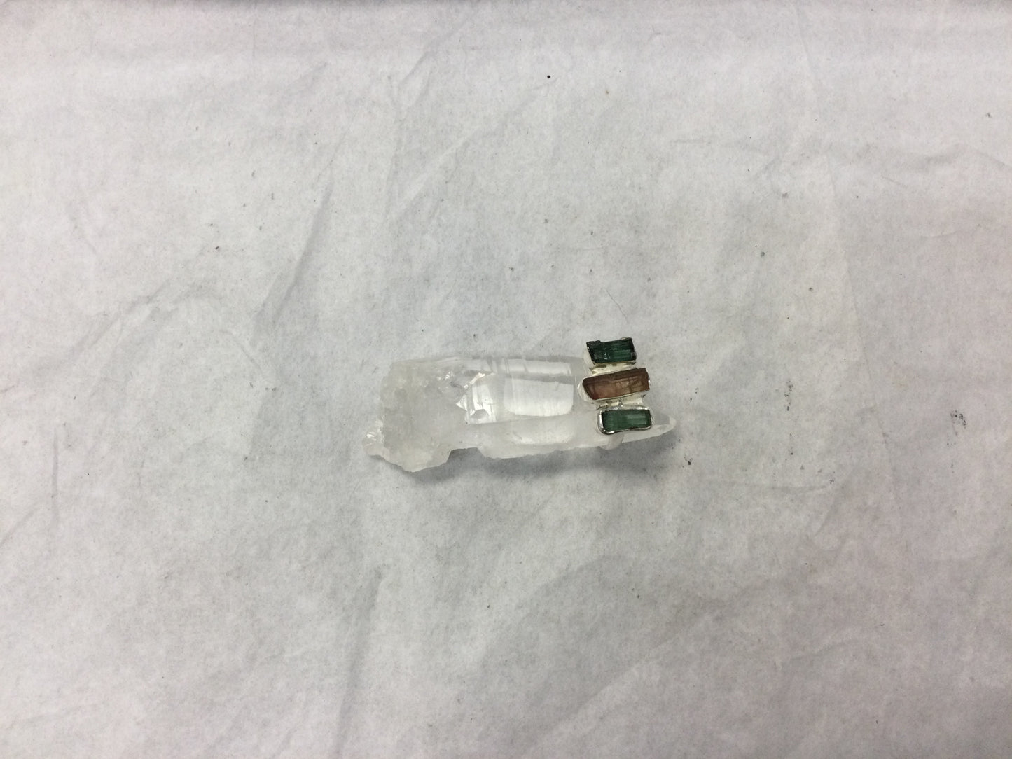 Brown & Green Rough Tourmaline in Silver ring size 6