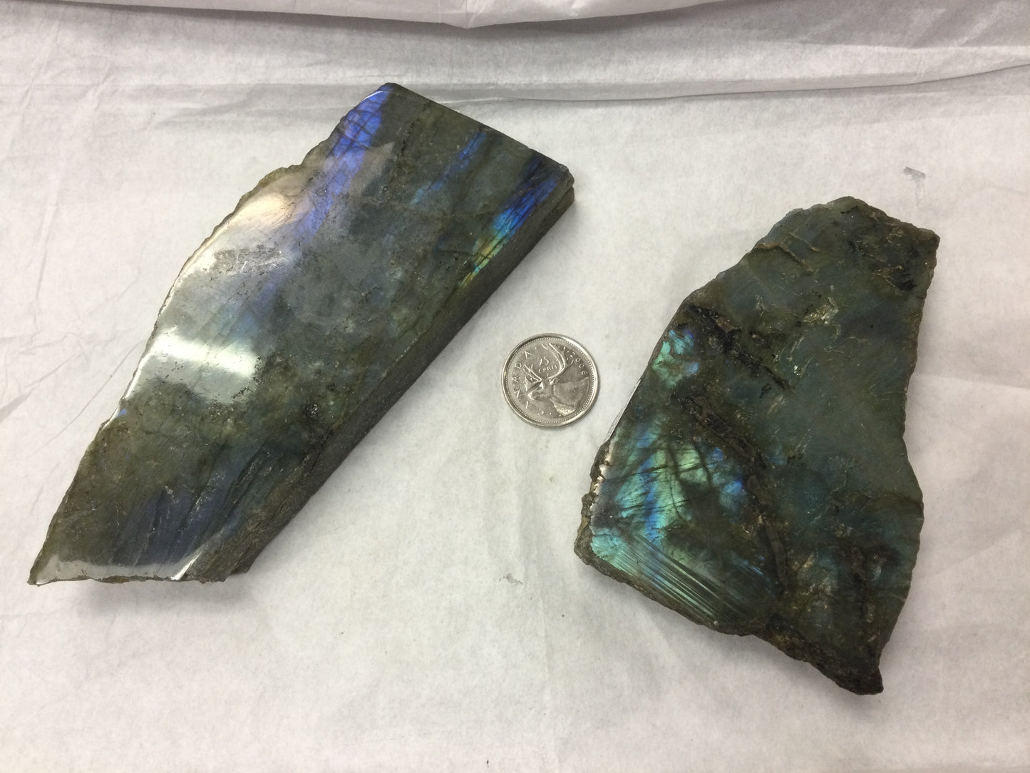 Semi-polished Labradorite Slabs