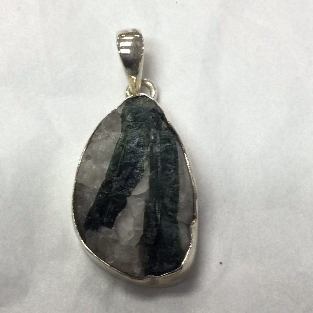 Green Tourmaline In Matrix Pendant
