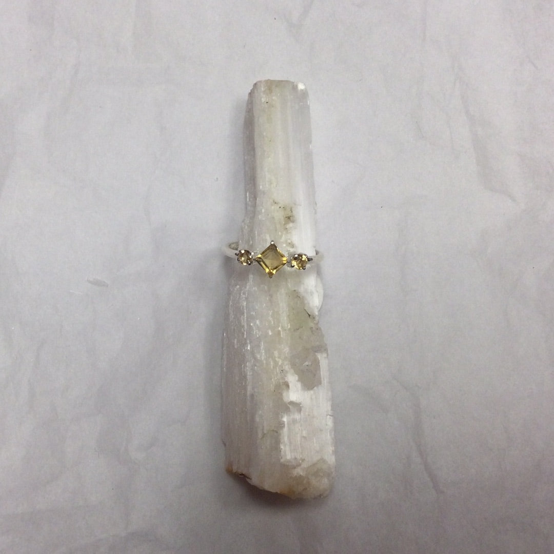 Citrine Ring Three Stone - Size 5