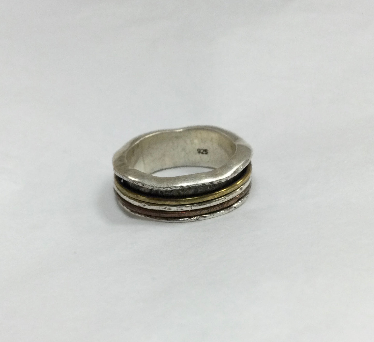 Meditation Ring, Silver with Tri-Metal Rings