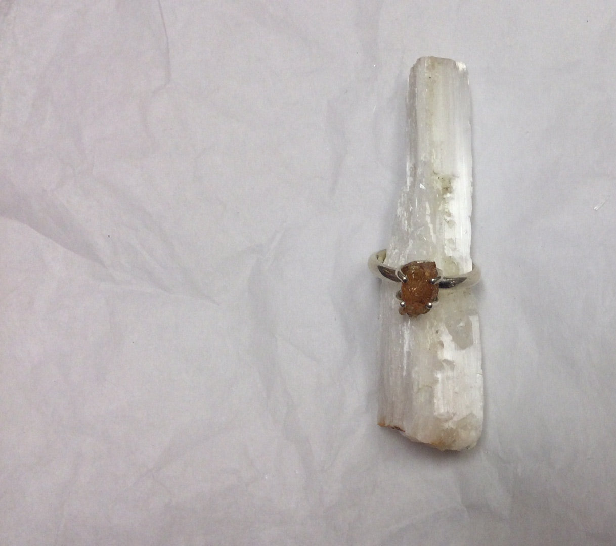 Rough Hessonite Garnet Ring