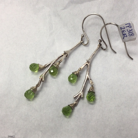 Peridot Branch style hanging Earrings