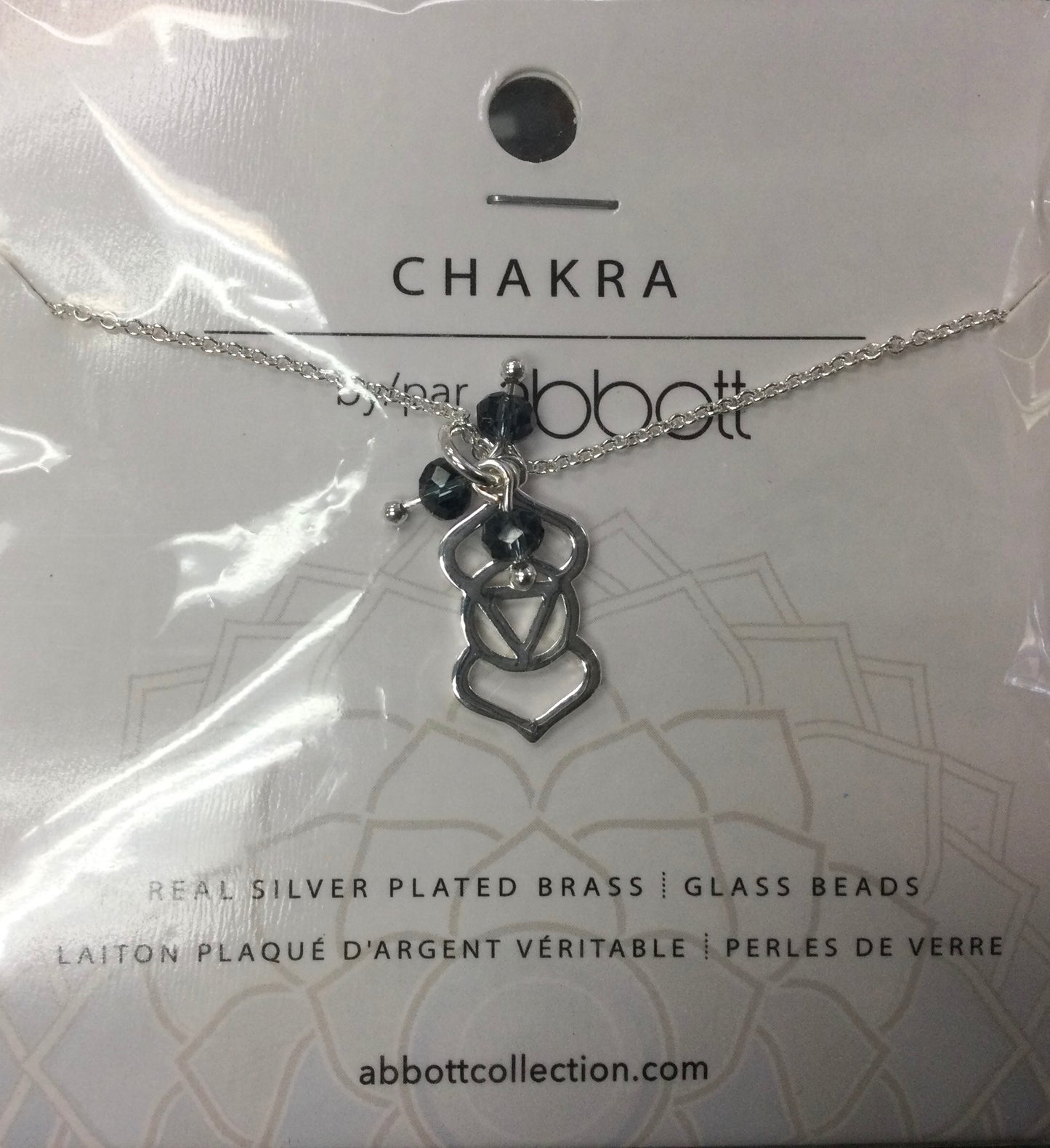 Chakra Symbols Necklace (Silver plated brass with beads)
