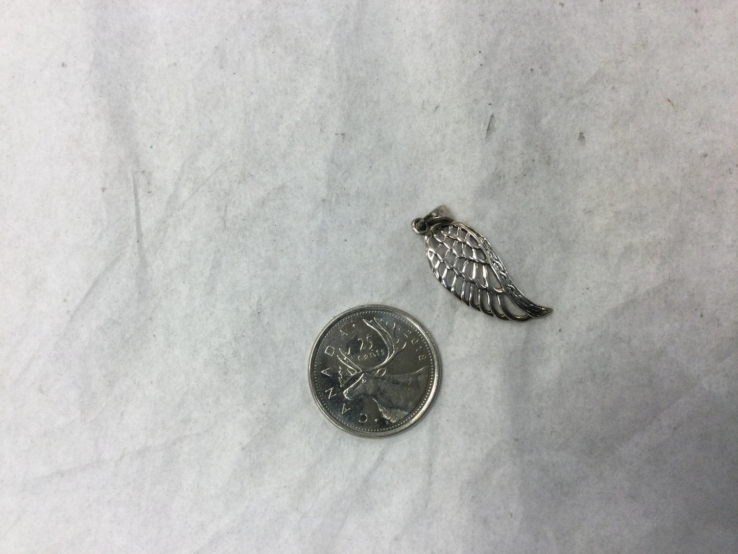 Angel Wing with Decorative Edging Silver Pendant