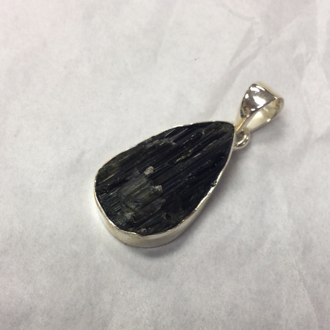 Tourmaline rough teardrop pendant