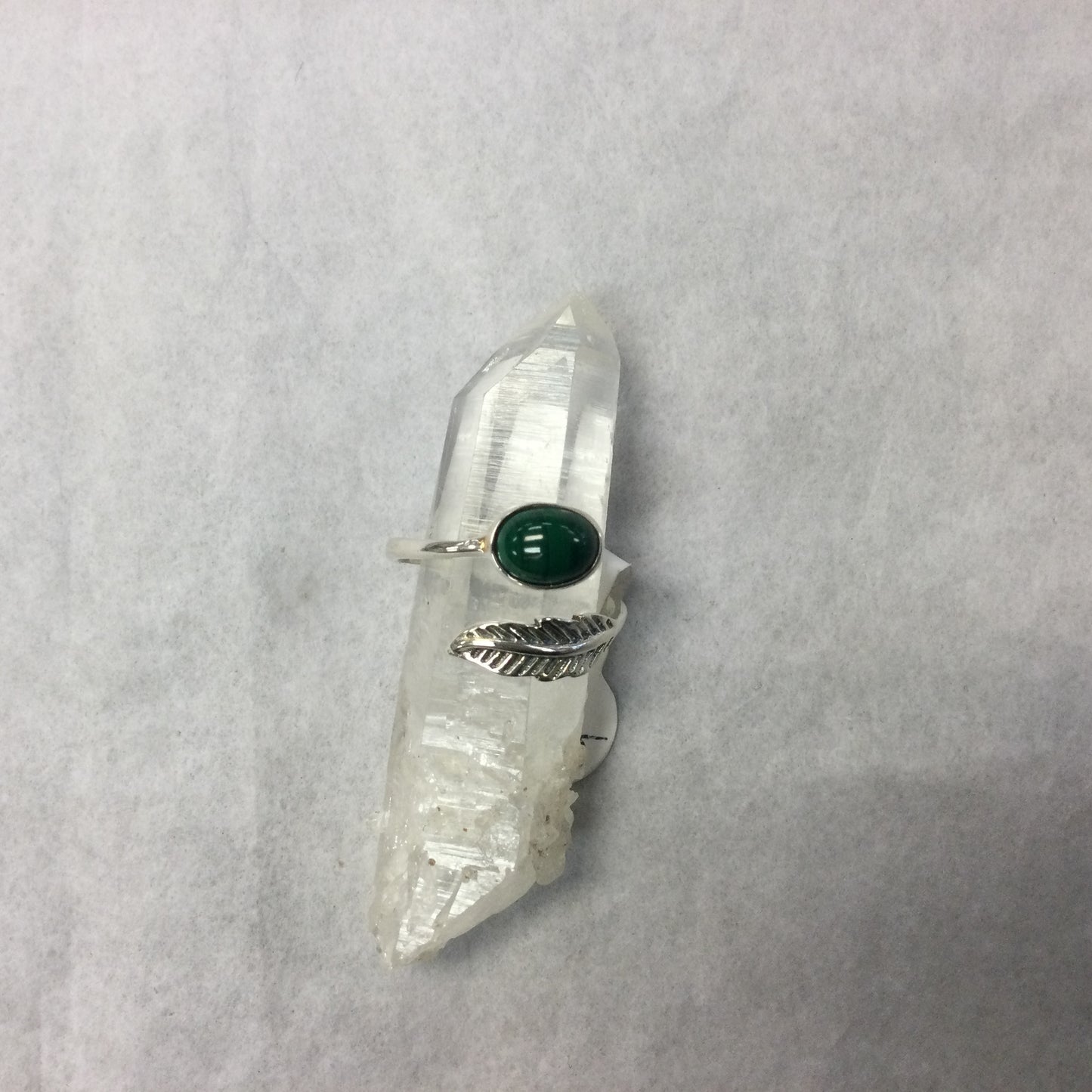 Silver Wrap Around Leaf Ring with Oval Stone