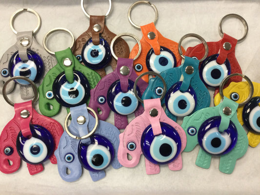 Evil Eye Elephant Keychains