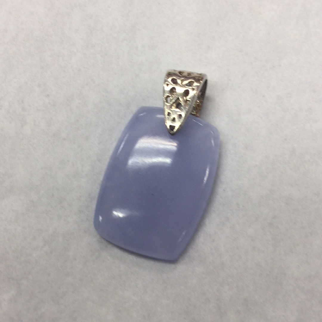 Blue Chalcedony Rectangular Pendant