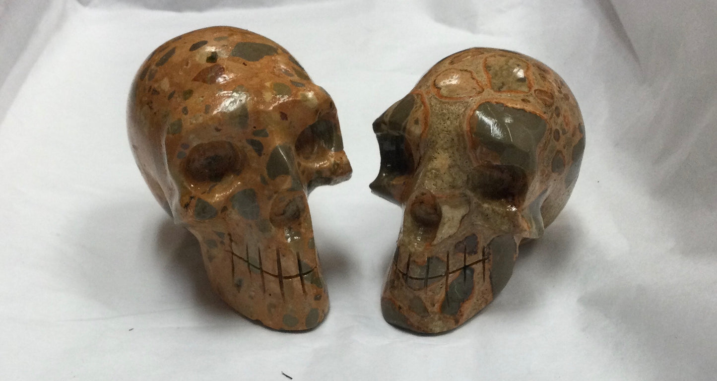 Yellow Leopard Skin Jasper Skull