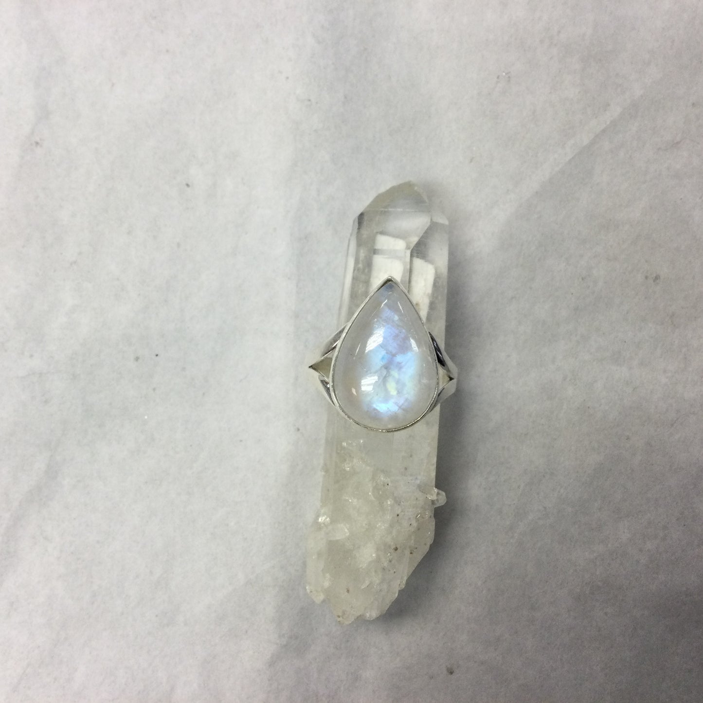 Rainbow Moonstone Ring, Large Stone