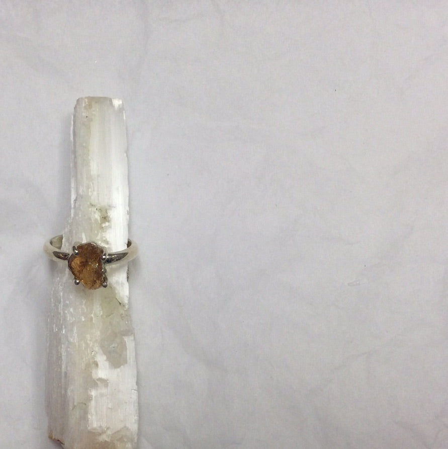 Rough Hessonite Garnet Ring