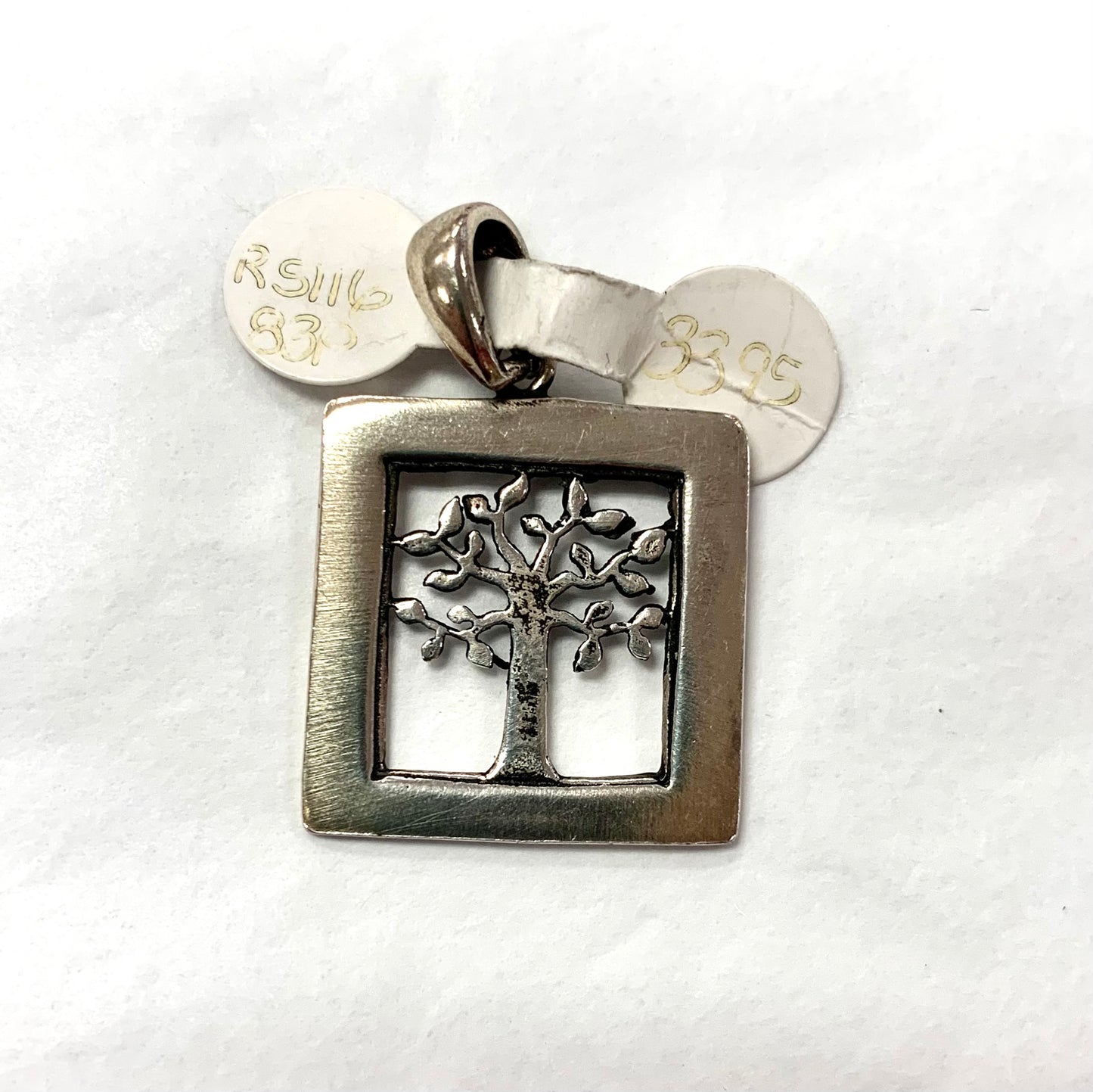 Silver Tree Square Pendant 1.5cm