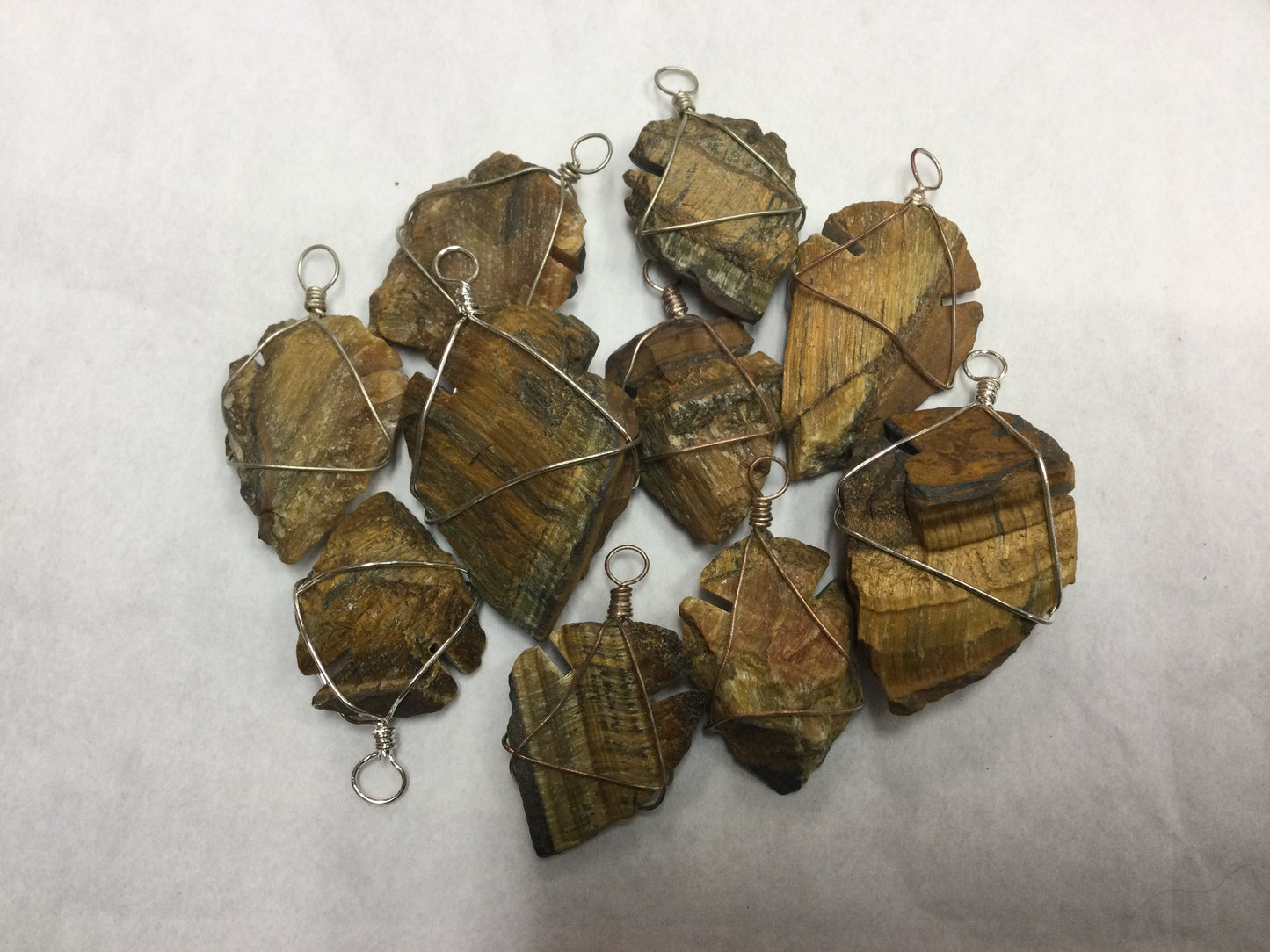 Wire-Wrapped Arrowhead Pendant (Tiger’s Eye)