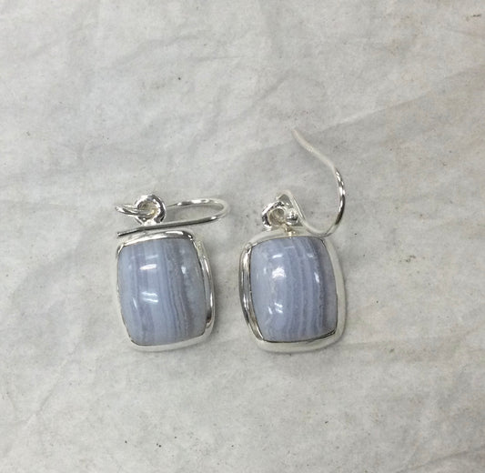 Square Blue Lace Agate Hook Earrings