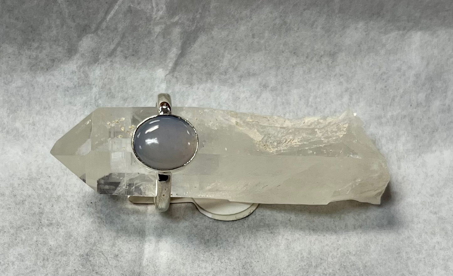 Oval Chalcedony Silver Ring Size 8