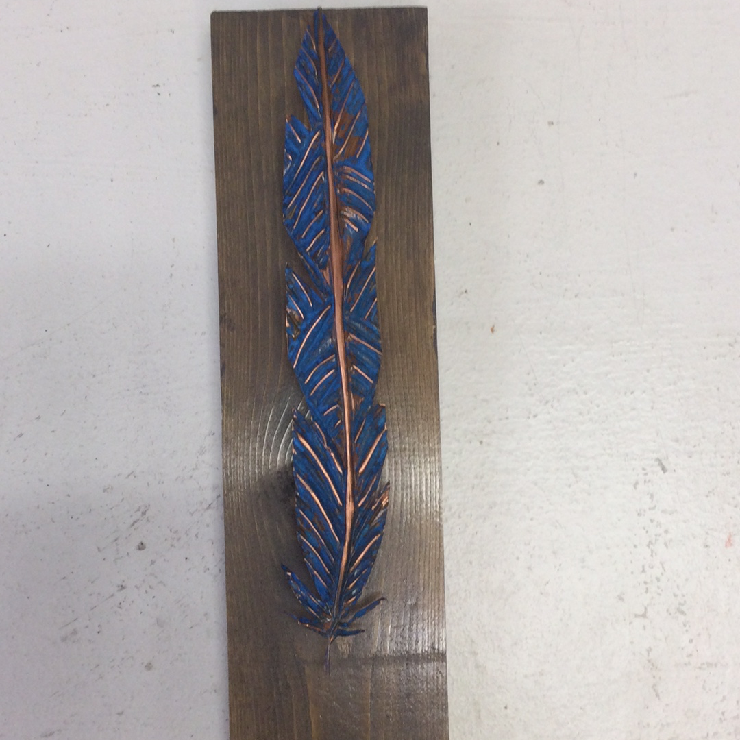 Oxidized Copper Feather - Blue