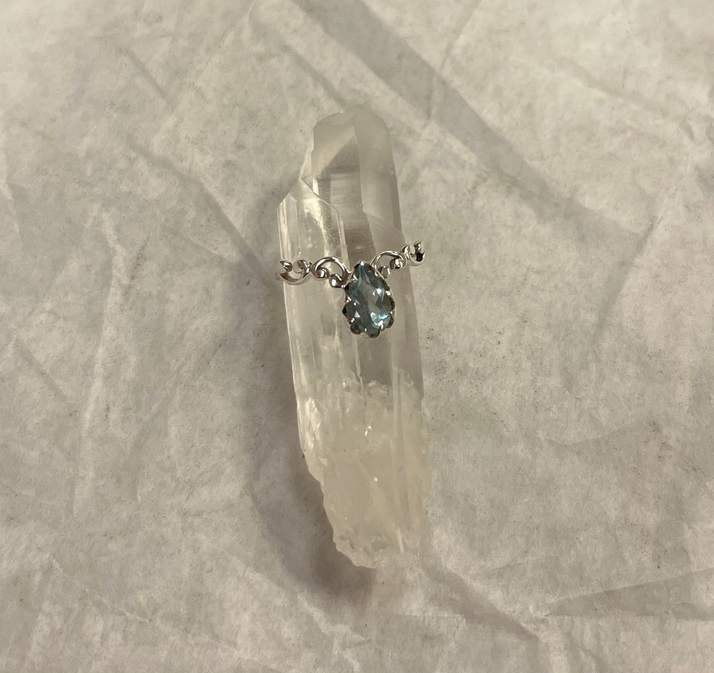 Ornate Teardrop Gemstone Ring