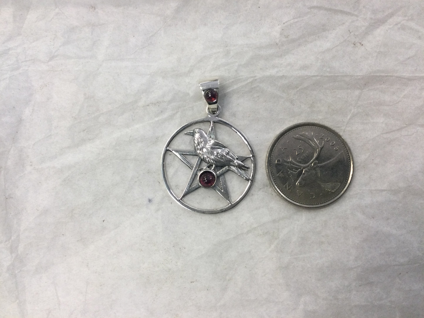 Raven Gemstone Pentagram Pendant