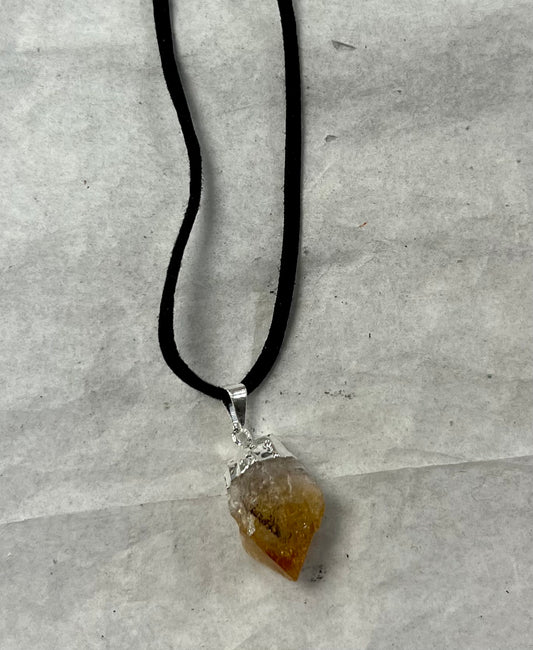 Corded Citrine Plated Pendant