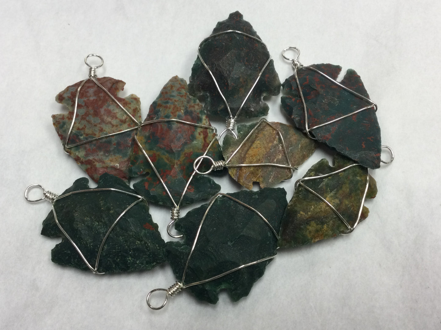 Wire-Wrapped Arrowhead Pendant (Bloodstone)