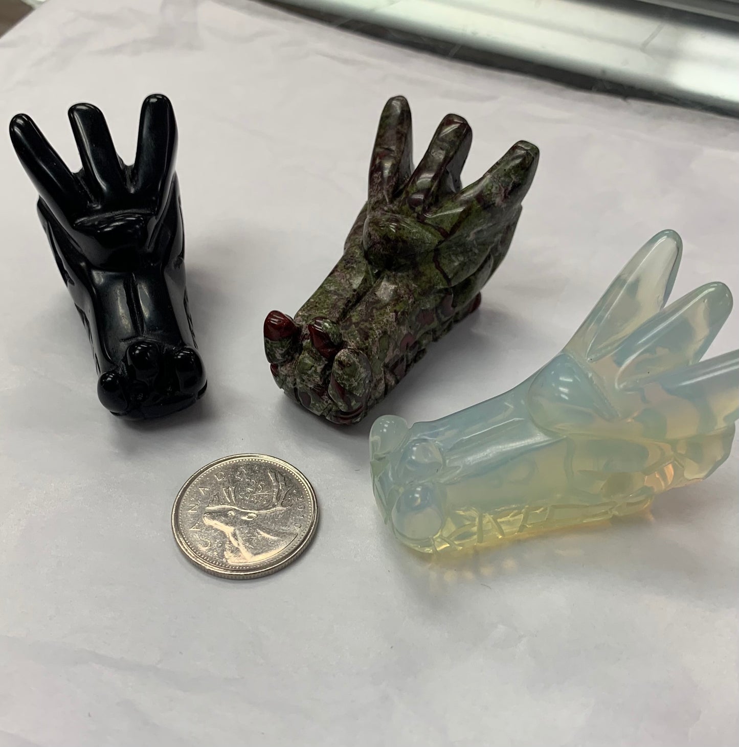 Stone Dragon Sculpture (Obsidian, Dragon’s Blood, Opalite)