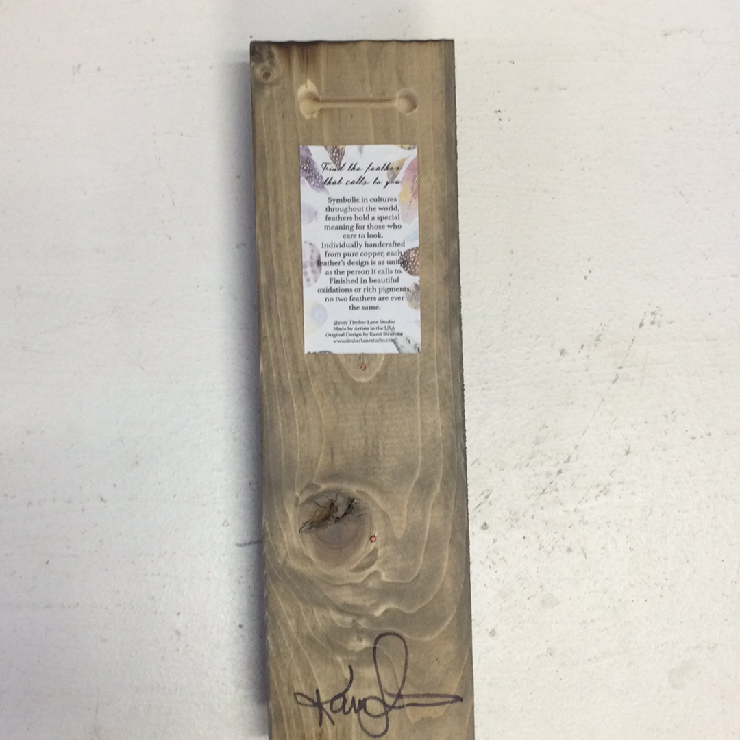 Oxidized Copper Feather - Teal