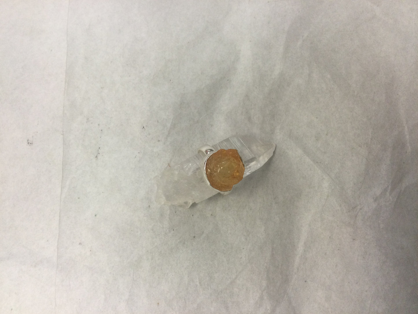 Rough Citrine Silver Ring, size 9