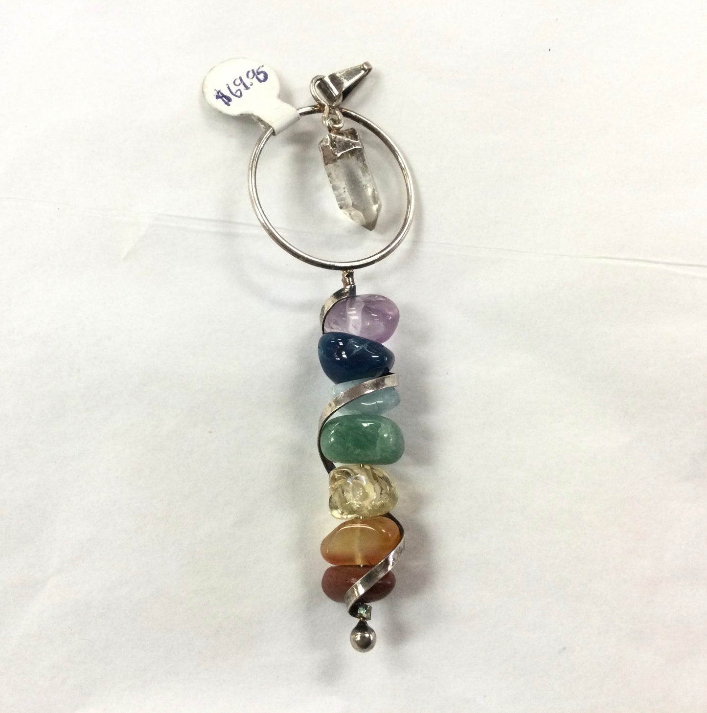 Chakra Pendant Silver Wrap w/ Clear Quartz