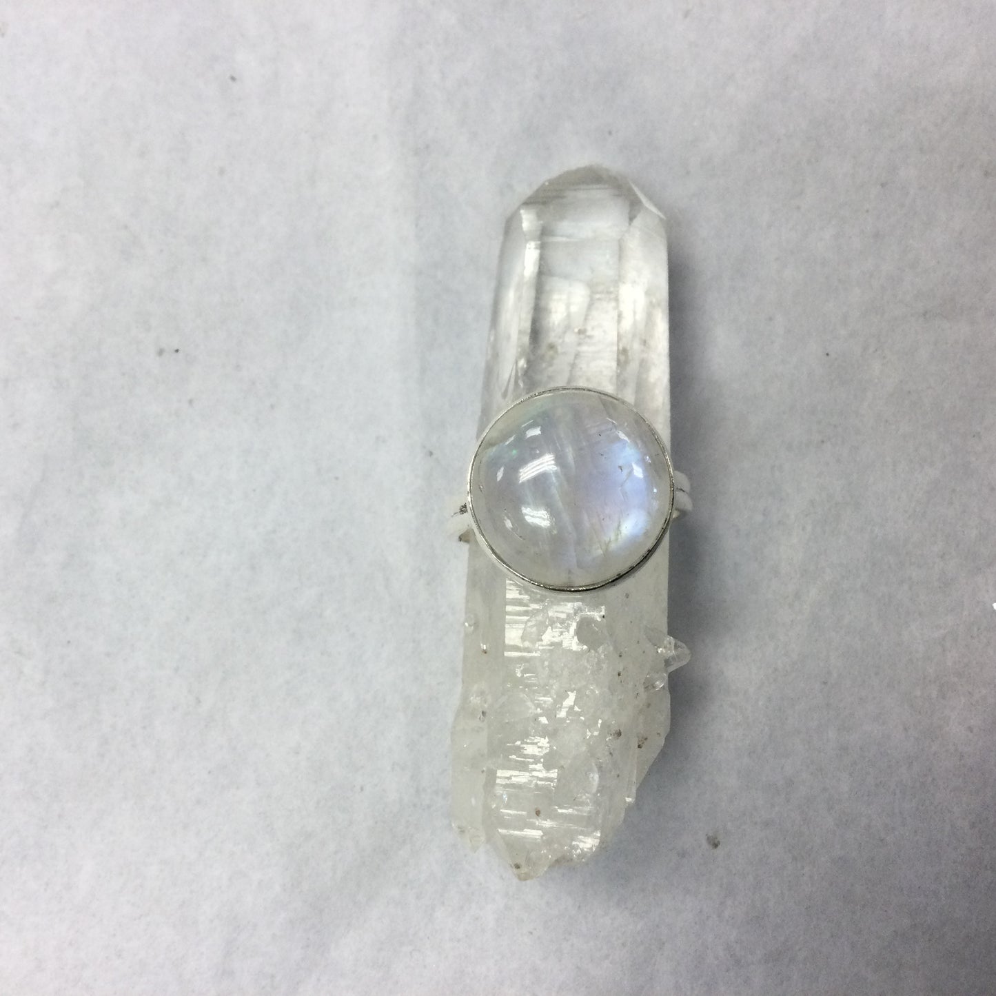 Rainbow Moonstone Ring, Large Stone